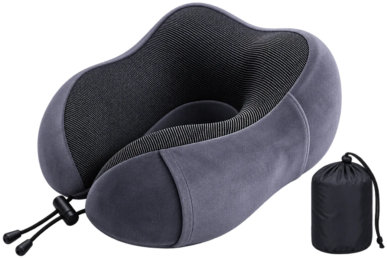 Hooded Travel Neck Pillow With Bag Memory Foam U-shaped Pillow