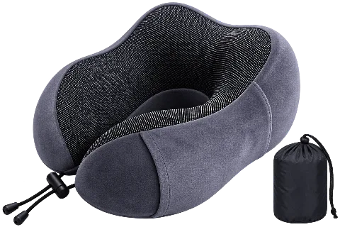 Hooded Travel Neck Pillow With Bag Memory Foam U-shaped Pillow