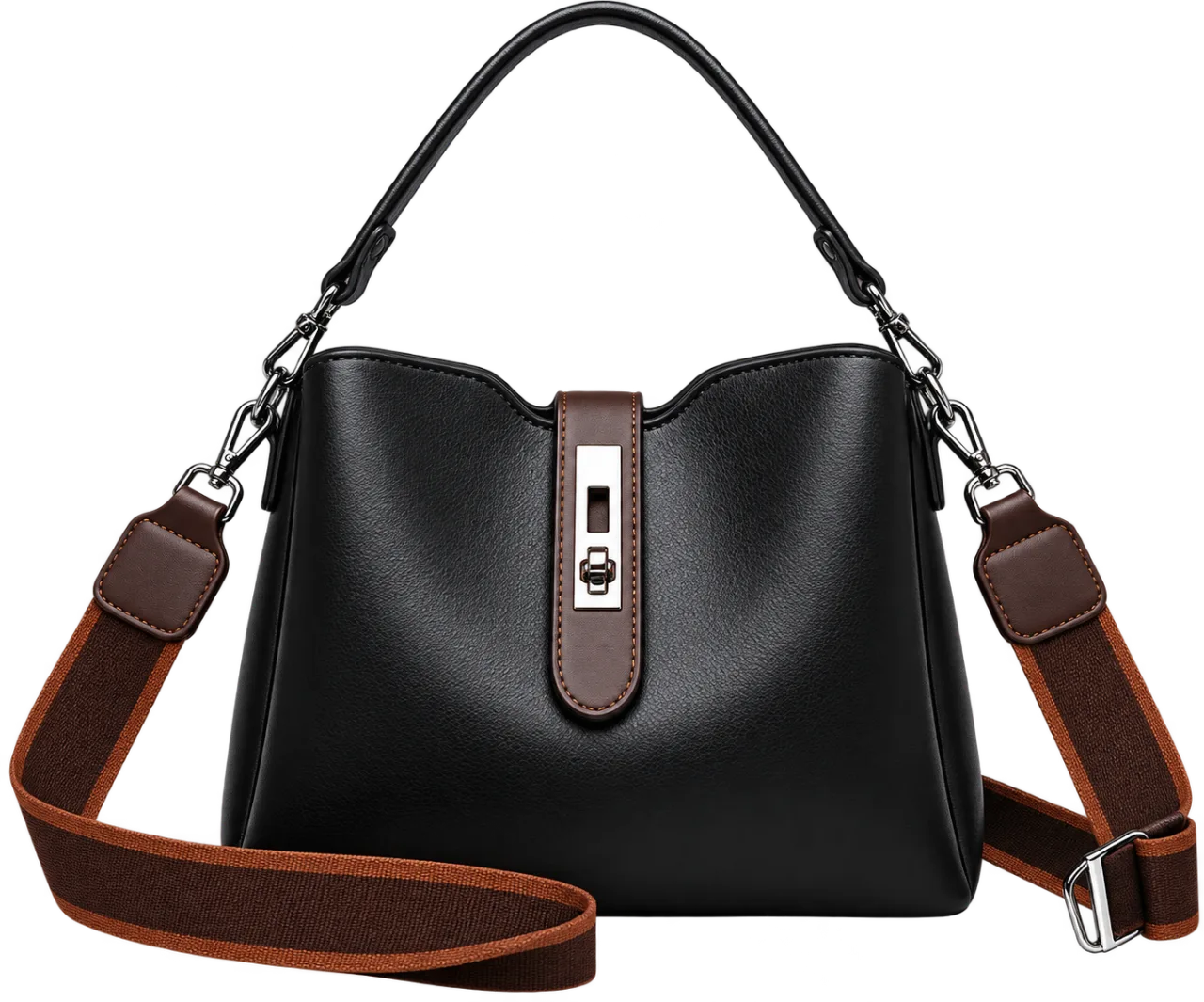 Women's PU Leather Bucket Tote Bag