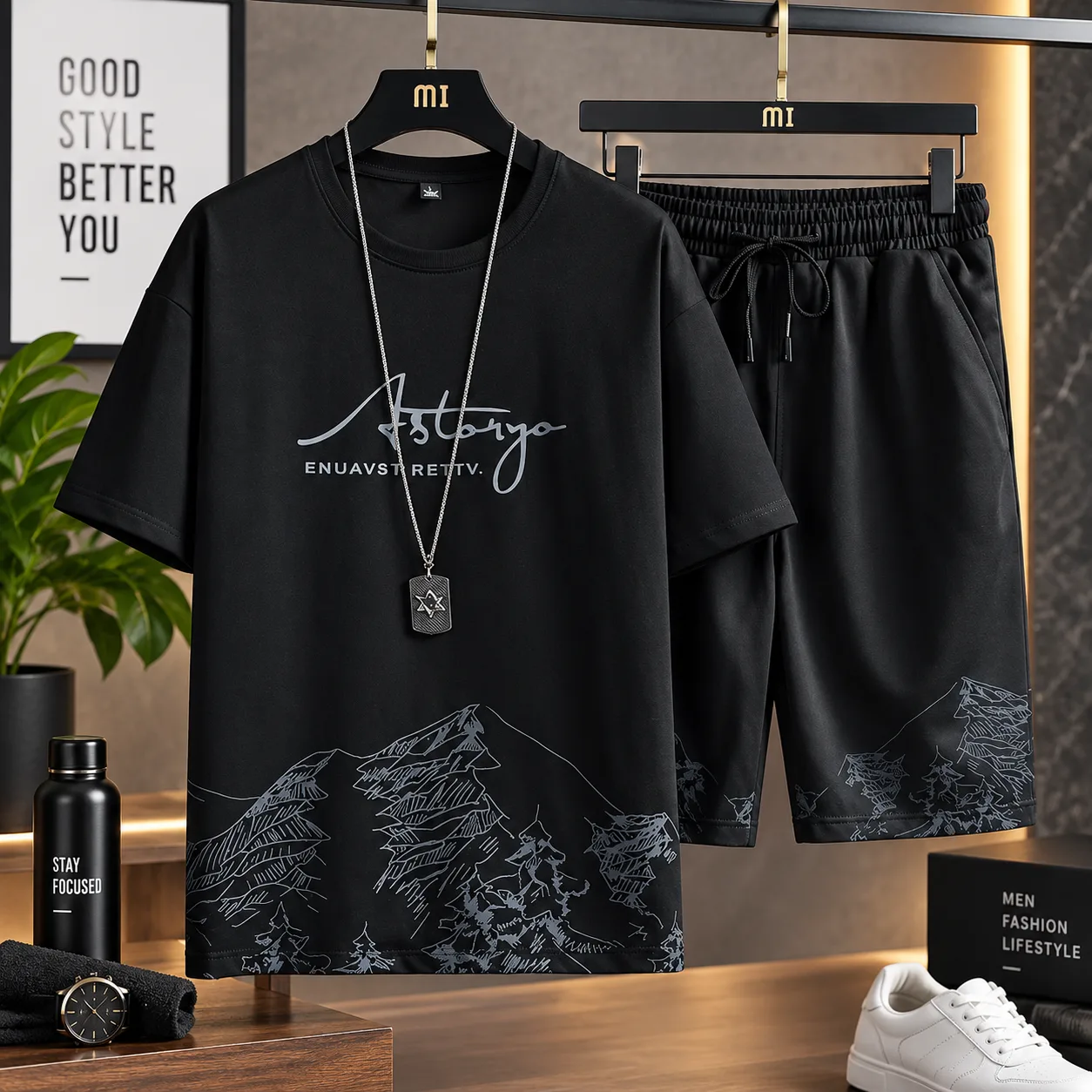 Men's Cotton T-Shirt & Shorts Set