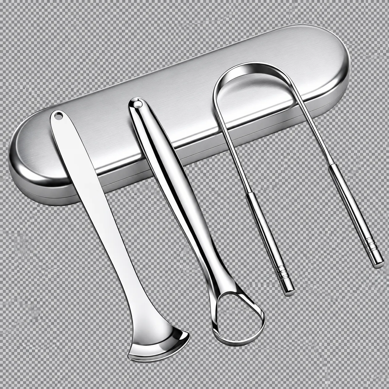 Premium Stainless Steel Tongue Scraper Set (3-Piece)